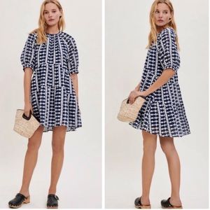 Maje Blue and White Mini Dress